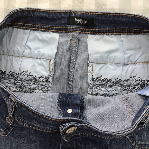 Kensie jeans mini dress button up denim skirt size medium front pocket dark blue - Picture 3 of 9